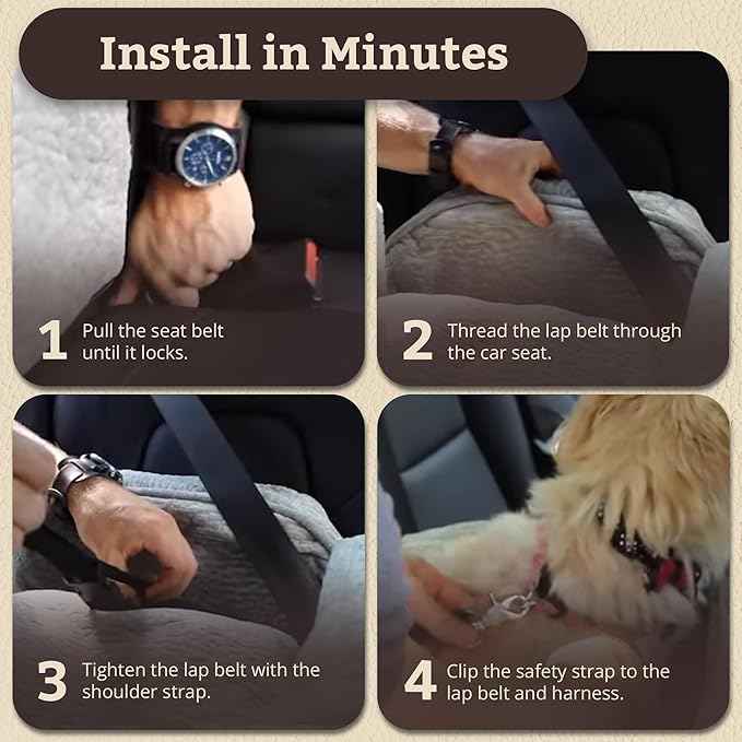 Snoozer Dog Car Seat: Lookout I Dog Booster Car Seat for Pets up to 25lbs, Helps Alleviate Travel Sickness & Fear for Dogs, Removable Washable Cover – Birch Diamond, Size Medium