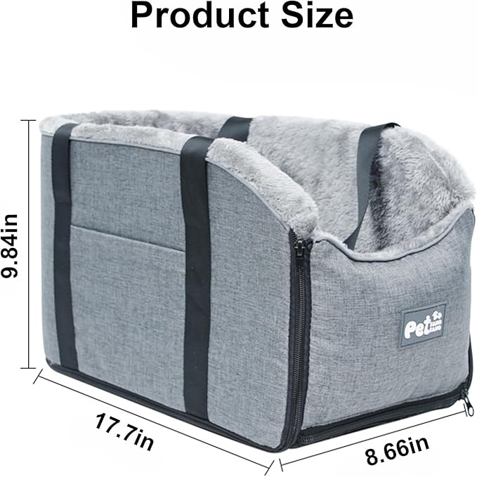 Dog Car Seat for Small Dogs Pet Car Booster Seat Detachable and Washable Dog Booster Seat for 15 Lbs Dogs and Cats Car Seat Center Console Fits Car Home Travel