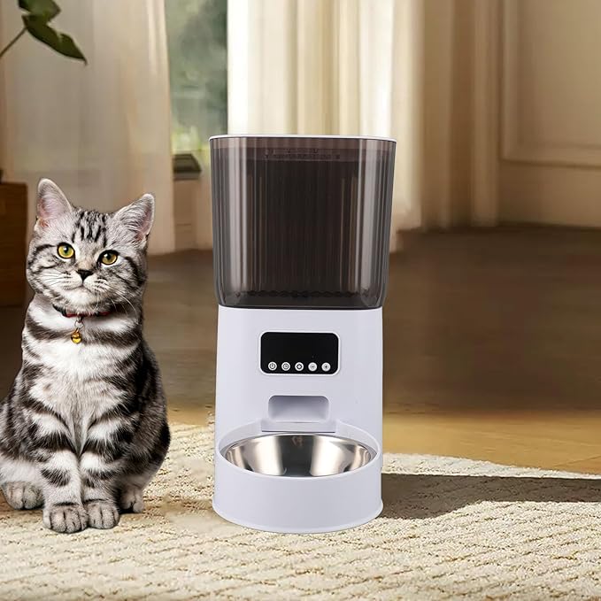Automatic Pet Feeder 5L Capacity, Disassemble Cat Dog Feeders with APP Remote Portion Control, 2 Layer Compartment Food Bowl, Timed Cat Food Dispenser for Cat Dog (Single Bowl