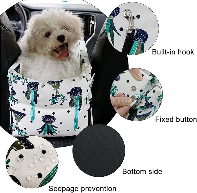 Dog Car Seats for Small Dogs Dog Booster Seat Pet Car Armrest Seat Middle Console Dog Car Seat Center Console Doggie Seat Dog Cat Travel Front Carseats Carrier Bag,Fits Car, Home, Travel