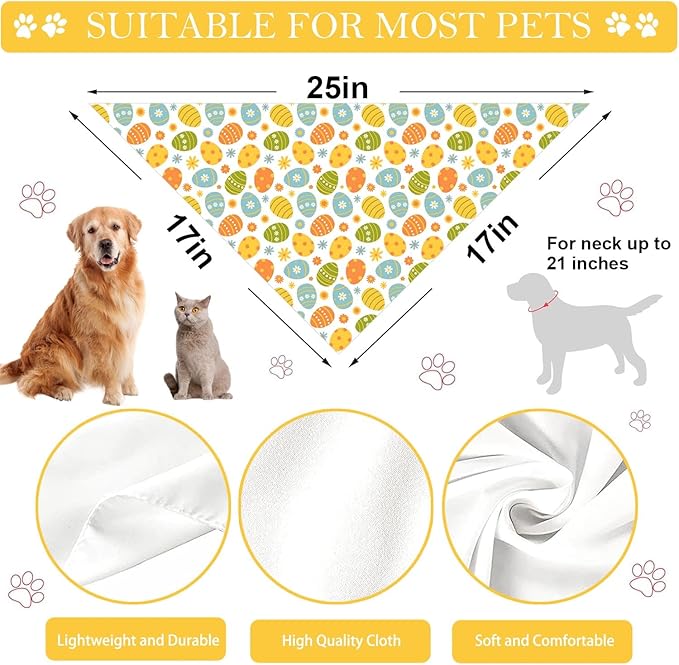 Easter Dog Bandana, 2 Pack Adjustable Holiday Party Pets Rabbit Easter Egg Bandanas Triangle Bibs Cat Scarf Set