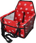 Small Dog Car Seats, Portable Puppy Dog Car Carrier, Folding Pet Car High Back Booster Seats with Adaptable Straps for Small Pets(44cm-Red)