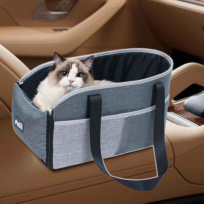 Center Console Dog Seat - Pets Weight Under 15 Lbs Travel Bags with Fixing Straps | Center Console Small Dog Cat for All Seasons | Dog Booster Car Seat Center Console | Car Pet Safety Seat