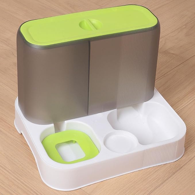 Automatic Cat Feeder Waterer, Large Capacity Food Water Dispenser for Cats Dogs Pets with Non Slip Base 3 in 1 Multifunction Pet Bowl Automatic Pet Feeder Waterer
