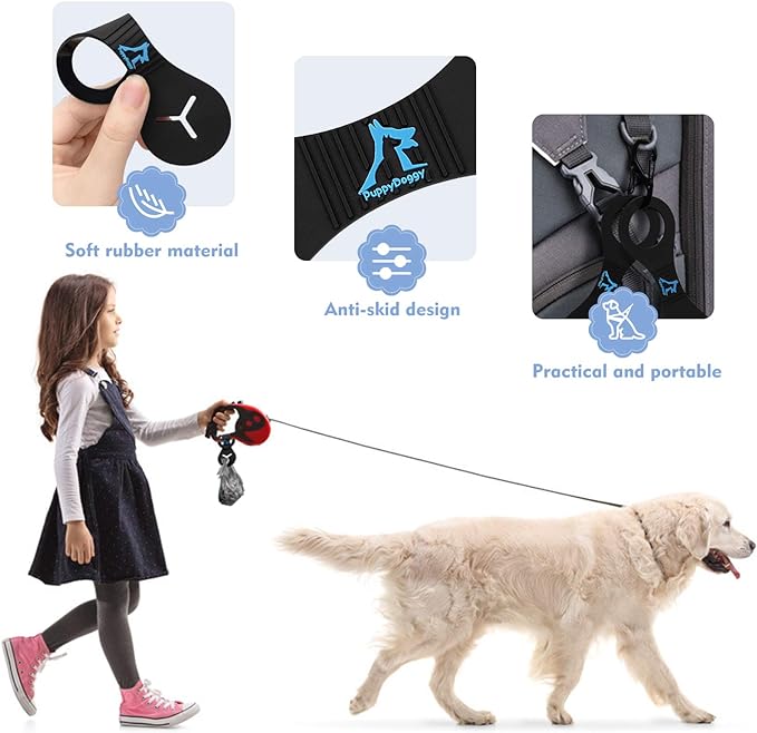 PuppyDoggy Dog Poop Bag Holder for Leash Waste Bag Carrier Dog Poop Bag Dispenser for Walking Running Bicycle Accessory 2 Pieces