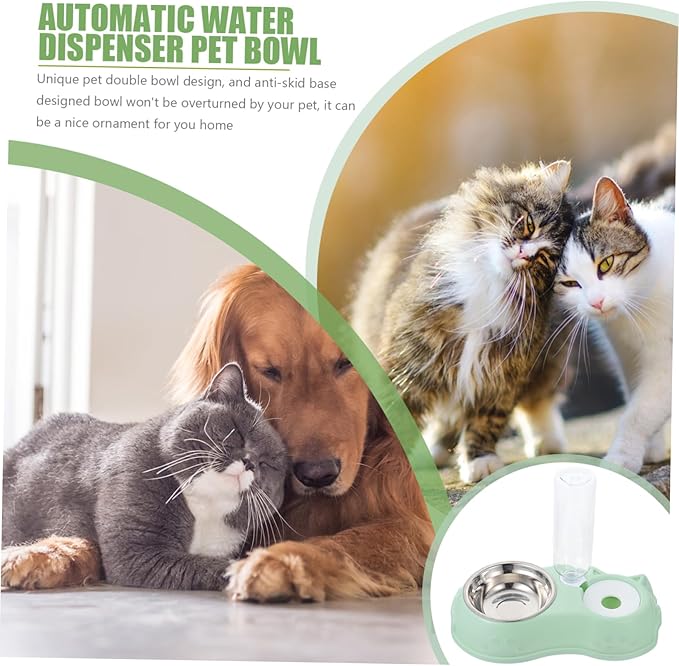1set Automatic Pet Feeder and Water Dispenser Dual Use Food Bowl Bottle Feeder for Cats and Dogs Convenient for Home and Stores