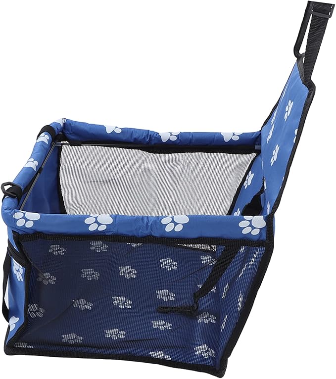 Pet Car Seat with Safety Leash, Dog Car Basket for Puppy Cat, Breathable Slip Proof Design, Portable Pet Travel Carrier with Adjustable Straps for Most Vehicles (Blue)