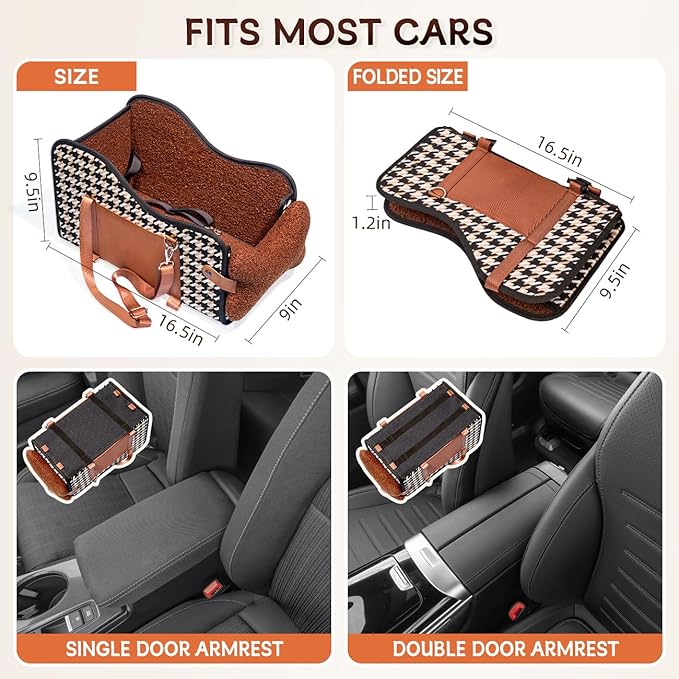 Center Console Dog Car Seat,Pet Puppy Car Seat,Middle Console Dog Armrest Booster Seat for Small Dogs