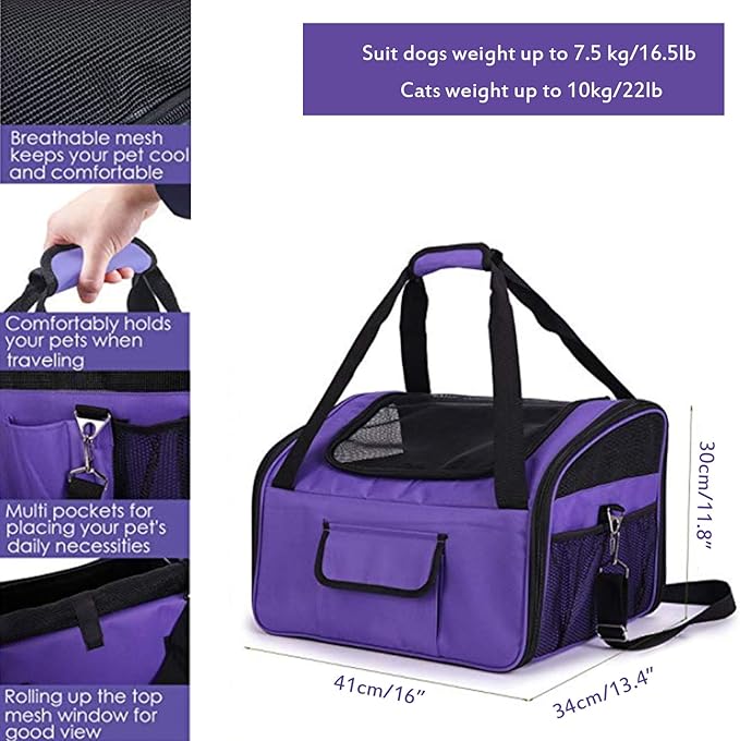 Pet Car Booster Seat Carrier Portable Travel Bag,Cat Small Dog Pet Puppy Travel Cage with Carry Straps,Collapsible Puppy Carrier Seat for Small Medium Pets Up to 22Bls