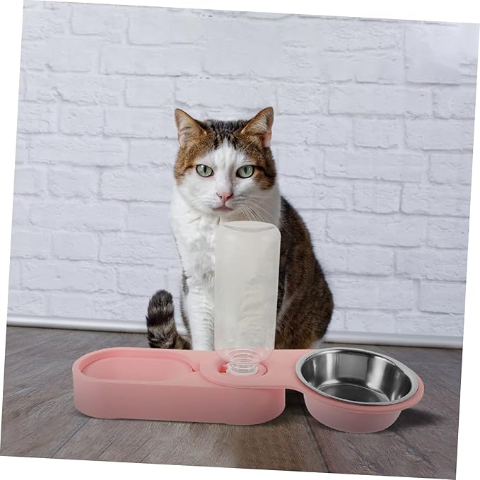 Cat Feeder Dispenser Auto Feed Elevated Stainless Steel Bowl Food Water