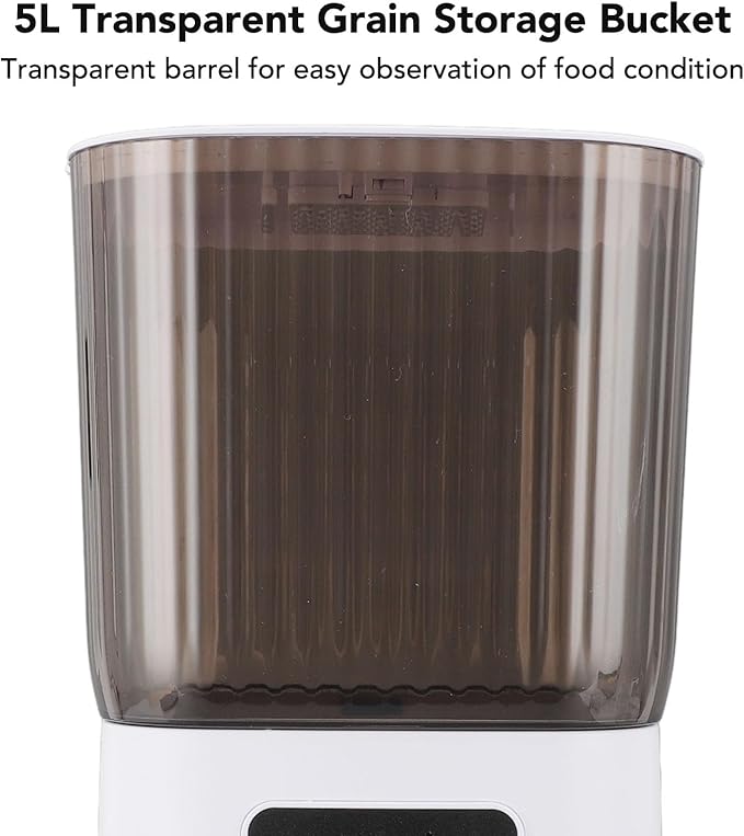 Automatic Pet Feeder 5L Capacity, Disassemble Cat Dog Feeders with APP Remote Portion Control, 2 Layer Compartment Food Bowl, Timed Cat Food Dispenser for Cat Dog (Single Bowl