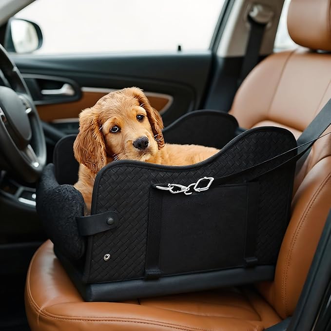 Portable Dog Car Seat, Pet Cushion Bed Carrier, Foldable Travel Accessory with Lightweight Build, Under 14lbs Puppy Seat for Car Stroller, Pet Bed with Soft Material, Travel Gear for Picnic and Truck