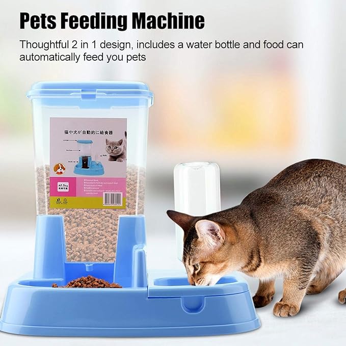 EVTSCAN Automatic Cat Feeder, Timed Cat Feeder with Desiccant Bag for Dry Food, Suitable for Small/Medium Pets (蓝色)