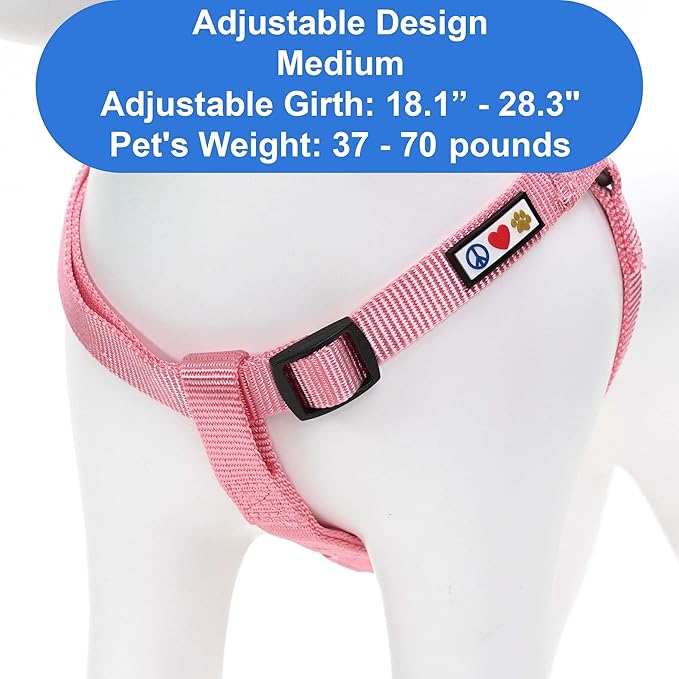 Pawtitas Personalized Dog & Puppy Harness Medium Millennial Pink Custom ID Tag Adjustable No Pull Vest