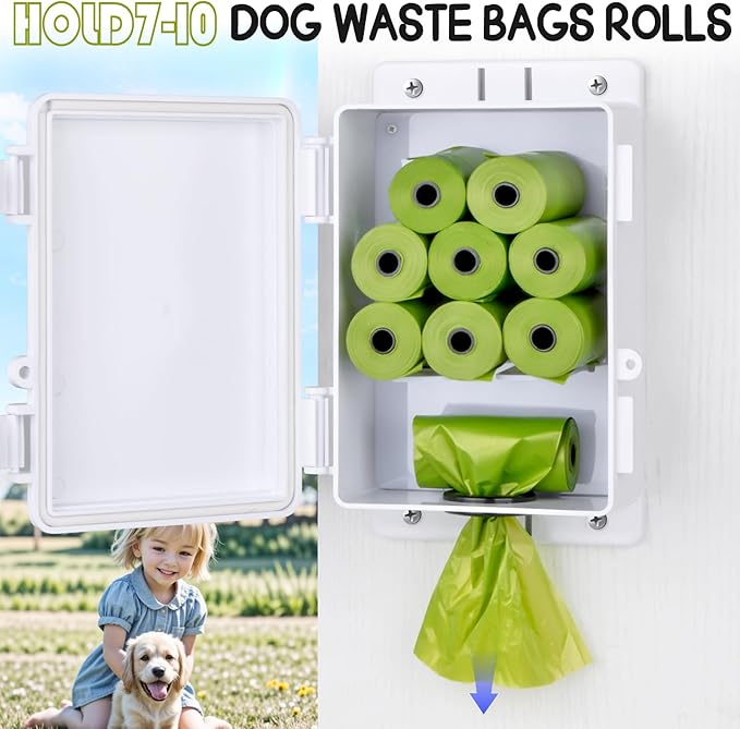 Heavy Duty Dog Poop Bag Dispenser, Wall Mountable & Waterproof Outdoor Organizer for Home, Yard Cleanup, Neighbor-Friendly, Commercial-Grade for Parks, Property Management (Without Bags)