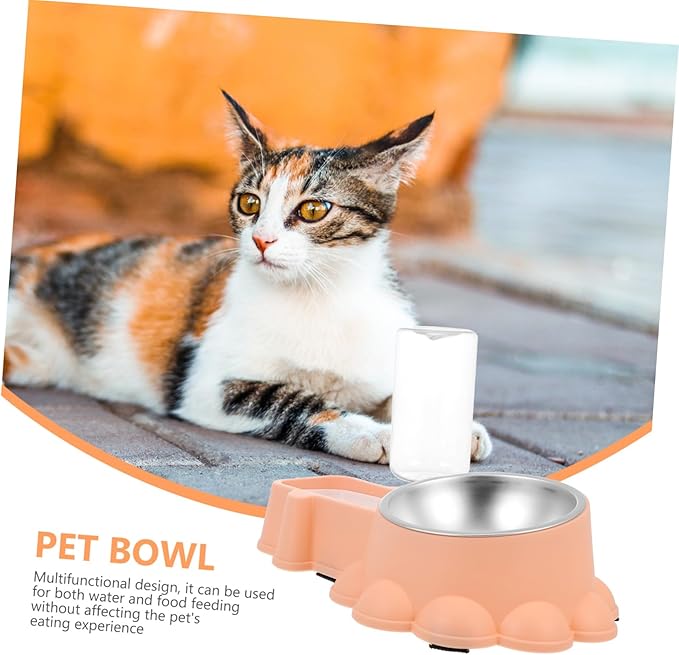 BESPORTBLE Automatic Dog Food Dispenser and Stainless Steel Water Bowl Pet Feeder with Transparent Water Container Break-Resistant Design for Puppies and Dogs Easy to Clean and Refill