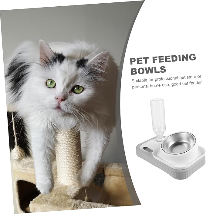 HANABASS Automatic Pet Feeder and Water Dispenser Set Removable Bowls for Food and Water Non-Spill Design for Cats and Dogs Easy to Clean and Refill Grey and White
