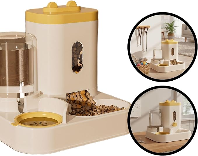 Automatic Pet Feeder with Water Dispenser - Self-Feeding Station for Cats and Dogs, Ideal for Home or Travel Use