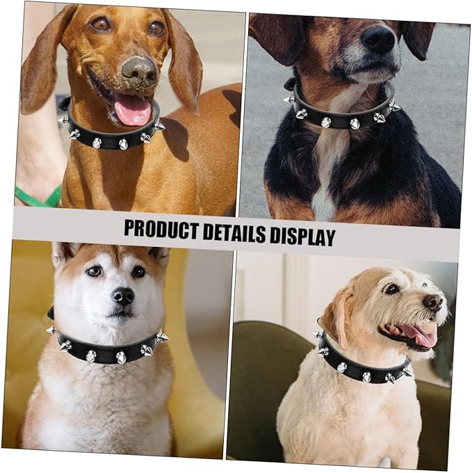 Leather Spiked Dog Collar for Pets Adjustable Studded Pet Collar for Dogs and Cats Wear-Resistant Design and