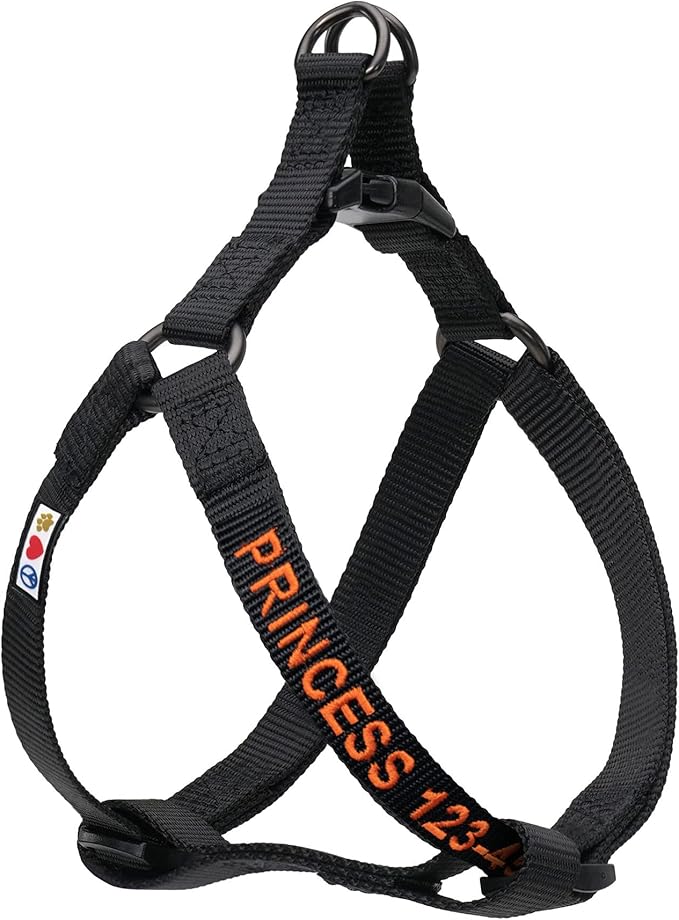 Pawtitas Personalized Dog & Puppy Harness Small Black Custom ID Tag Adjustable No Pull Vest