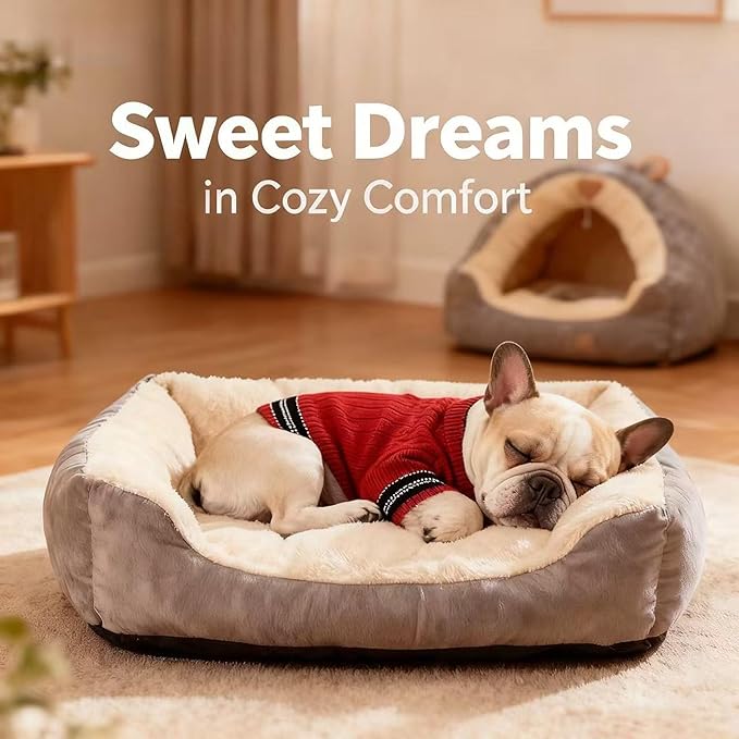 Small/Medium Dog Sweater, Warm Dog Winter Coat w/Sleeves, Comfortable High Neck & Leash Hole, Premium Dog Clothes for Bulldog-Best for Holidays, Daily Walks L Bright Red