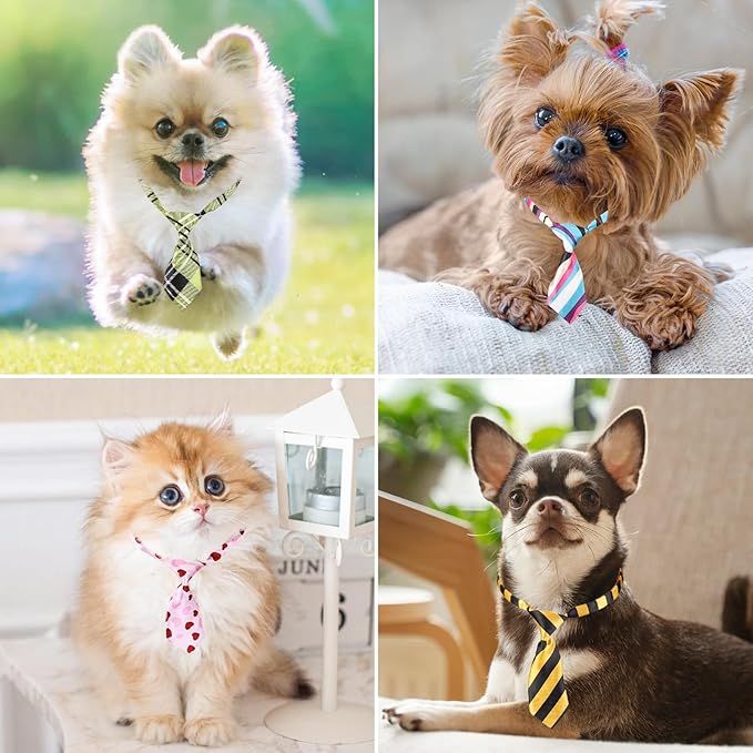 Segarty Dog Ties, 80 Pieces Dog Ties for Small Pets Adjustable Neck Ties Pet Collar Small Cat Neckties for Medium Large Puppy Grooming Accessories Birthday Holiday Wedding Party