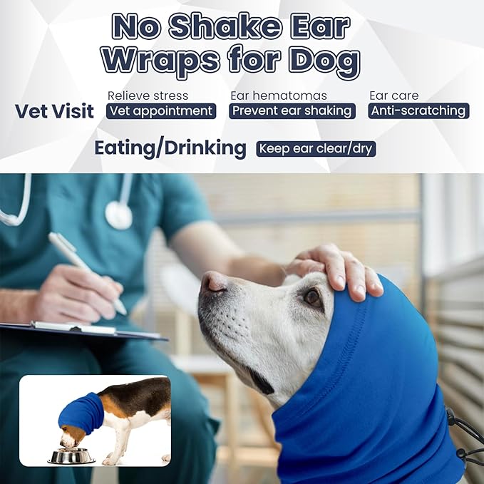 Nanaki Dog Calming Hoodie,3rd Gen Anti-Slip Hematomas Ear Wraps for Dogs Ear Covers,Adjustable Doggy Head Muffs Noise Protection,Fireworks Ear Protector Pet Grooming Ear Cover Pet Head Wrap Snood