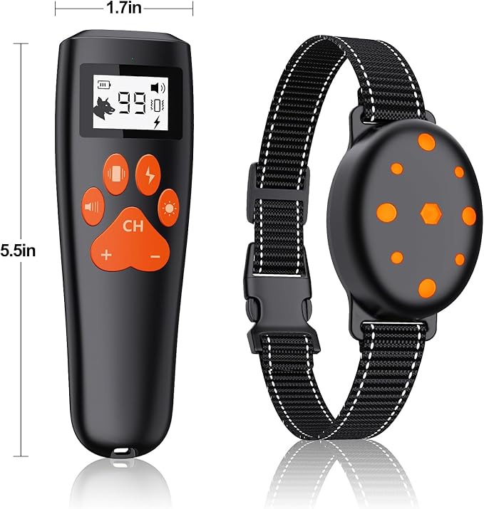Shock Collar, Rechargeable Electric Dog Training Collar, 1000Ft Remote Range Dog Training Collar with Beep Vibration and Shock, for Small Medium Large Dogs (Red) (1-2) (1&1Orange)
