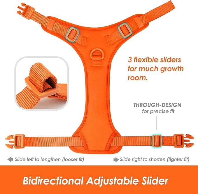 No Pull Dog Harness, Puppy Vest with Front Clip for Small Medium Large Sized Dog(Orange,XS)