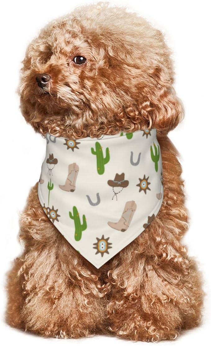 Western Dog Bandanas, Cartoon Cowboy Dog Scarf, Accessories Puppy Kitten Party Festival and Daily Wearing,West Cowboy Accessories Party Cosplay (Cactus)
