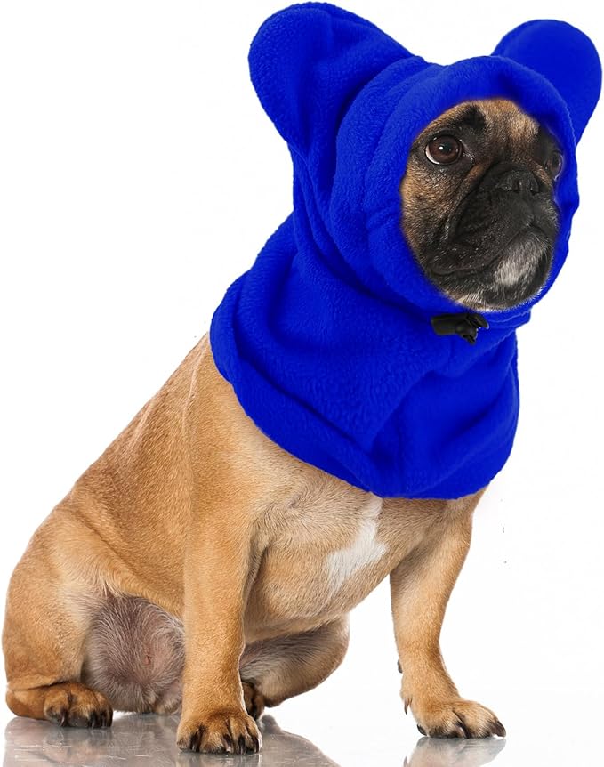 Winter Dog Hats Quiet Ears for Dogs Ear Muffs Pet Neck Warmer Scarf Hoodie Noise Protection Cover Beanie Head Wrap Costume for Pet Dog Cats(Blue,S)