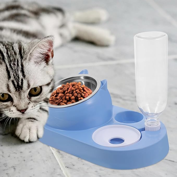 Pet Food Bowl Automatic Water Dispenser Dual Dog and Cat Feeder Non- Base for Animals Simple and Elegant Design