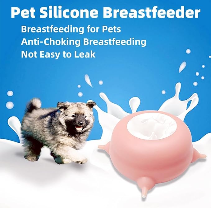 2023 New Milk Feeder for Kittens and Puppies, Puppy Feeders for Multiple Puppies, Food Grade Silicone Kitten Puppy Milk Nipple Feeder Pet Kitty Pacifier Bowl Feeder with 3/4 Nipples (3 Nipples 200ML)