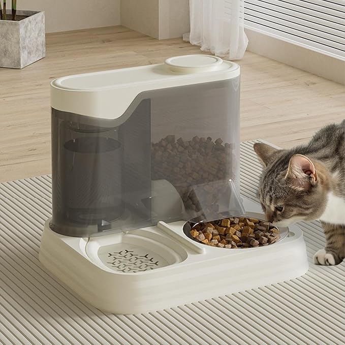 Automatic Dog Feeder – Travel Pet Food Bowl, Splash-Proof Puppy Water Dispenser | Multi-Pet Households Self Feeding Station, 2-in-1 Food Water Container for Apartment and Vacation Use
