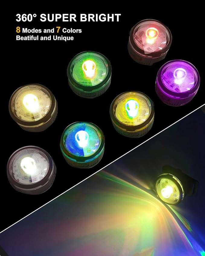 Tubasion XL 2-Uses Dog Collar Light Rechargeable, 8 Modes LED Safety Light Clip On for Dog Raincoat/Jacket, IPX7 Waterproof Dog Lights for Night Walking, Running, Camping, Cycling