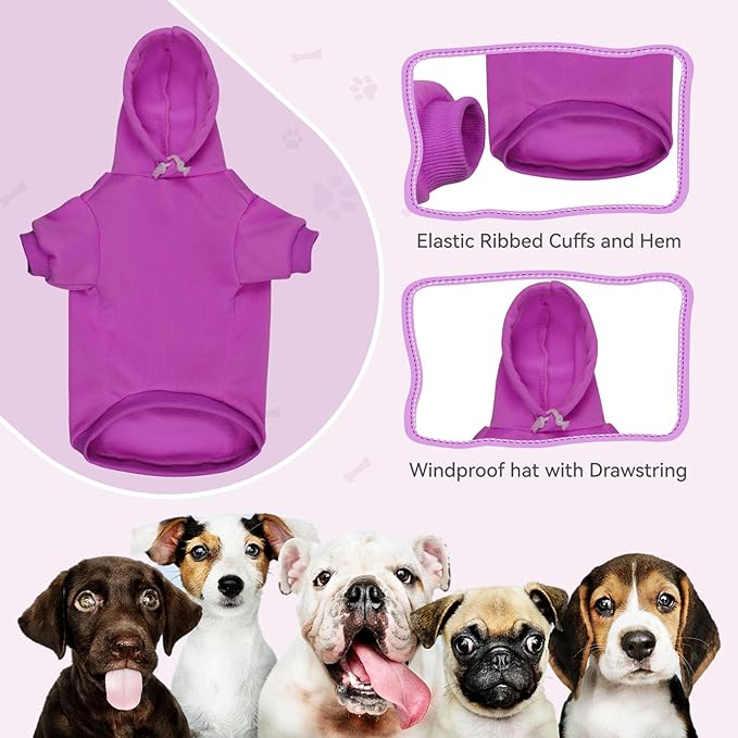 Dog Sweaters for Medium Dogs,Dog Hoodie Sweater Solid Soft Brushed Fleece Pet Clothes Pet Hoodie Sweatshirt with Pocket(Purple-M)