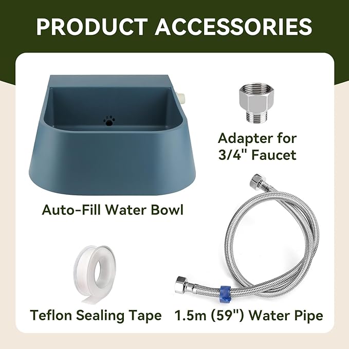 Lesypet Dog Automatic Waterer 67 OZ(2L) Auto Fill Water Bowl with Water Hose for Chicken Livestock Animal, Blue