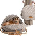 Dog Car Seat for Small Dogs, Pet Seats for Cars with Clip-On Safty Leash, Detachable Washable Pet Car Seat Travel Bed Under 25lbs (Grey)