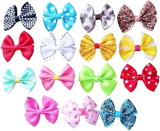 PET SHOW 20pcs Dog Hair Bows with Alligator Clips for Small Medium Dogs Bowknot Hair Clips Cat Puppy Yorkshire Grooming Hair Accessories Assorted