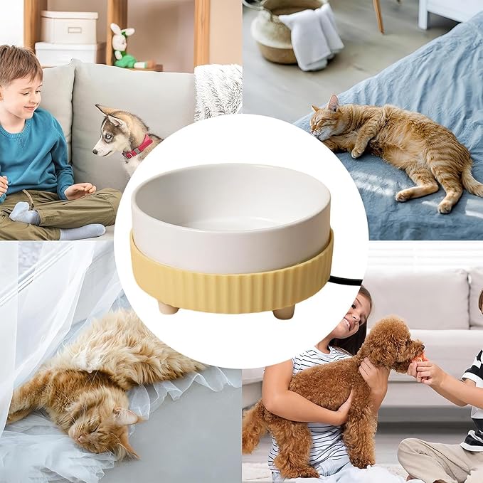 Heated Pet Bowl - USB Winter Waterer Automatic drink warmer, thermostatic feeder dish, indoor outdoor pet supply | usb powered winter bowl with thermostatic heating for puppy kitten farm animals outdo