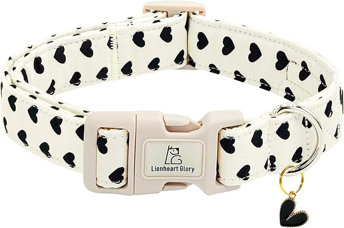 Lionheart glory Valentine's Dog Collar-Hearts Print Dog Collar for X-Small Cute Dog Collars Spring Female Male Pet Gift Adjustable Heavy-Duty Puppy Collar Holiday