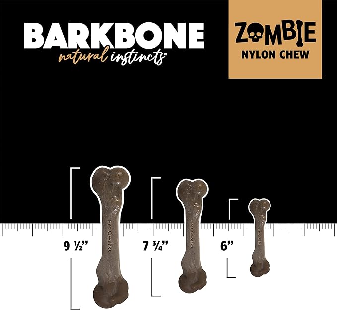 Pet Qwerks Zombie BarkBone - Nylon Dog Bone for Moderate Chewers - Bacon Flavor - 6"