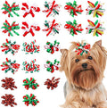 PET SHOW 20pcs/10pairs Curly Dog Hair Bows with Rubber Bands for Small Medium Dogs Spiral Puppy Swirl Topknot Cat Festival Hair Accessories Pet Favor Gift (Christmas Styles)