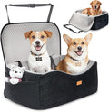 Dog Booster Car Seat for Large Dogs up to 60 lbs or 2 Small Dogs with 4" Memory Foam, Medium Pet Car Seat, Adjustable Leashes, Detachable/Washable (Black/Gray, Large)