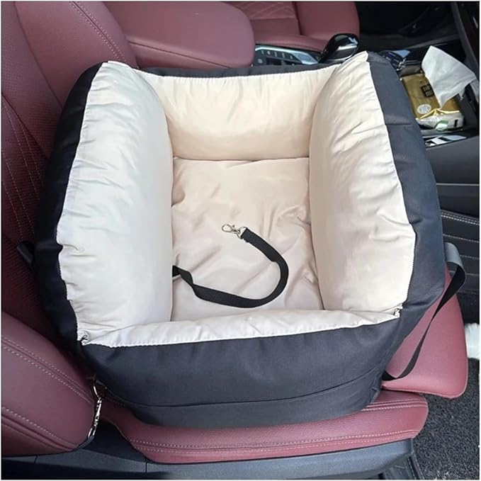 Portable Dog Car Seat Bed Booster Washable Home Cat Nest With Storage Pockets Soft Nest For Small Dogs And Cats Puppy(Black)