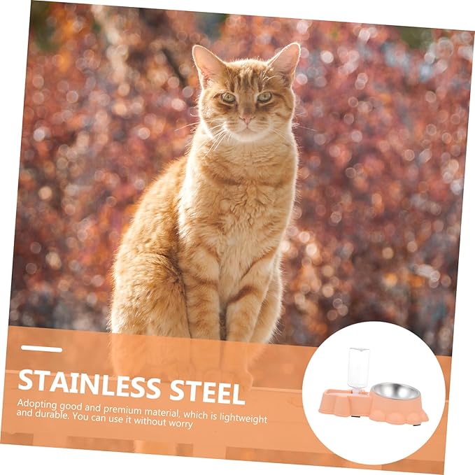 Kisangel Automatic Pet Water Dispenser Dog Food Bowl Feeding Station for Home Non Slip Design Unique Decorative Pet Feeder Suitable for Dogs and Cats