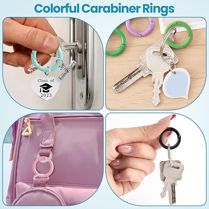 Spring O Rings,Round Spring Snap Keyring, Metal Carabiner Clips for Keychain Handbag Purse Dog