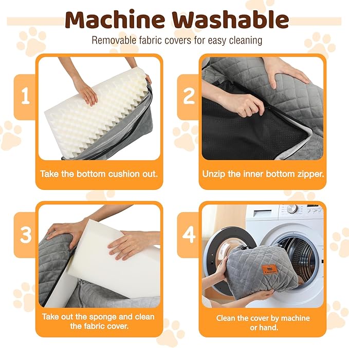 Dog Car Seat for Medium/Large Dogs up to 60 lbs, Memory Foam Dog Booster Seat with Thick Cushion, Pet Car Seat for Back with Detachable Washable Cover, Storage Pockets for SUV, Pick Up, Trunk, Grey