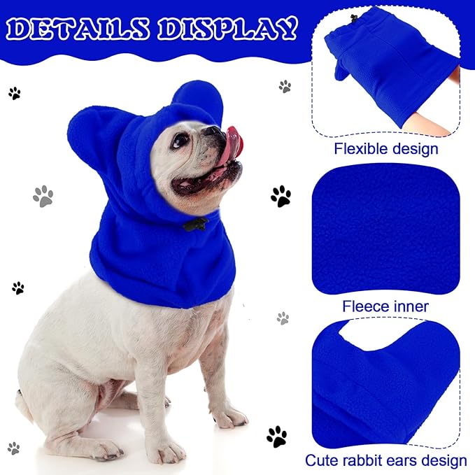 Winter Dog Hats Quiet Ears for Dogs Ear Muffs Pet Neck Warmer Scarf Hoodie Noise Protection Cover Beanie Head Wrap Costume for Pet Dog Cats(Blue,M)