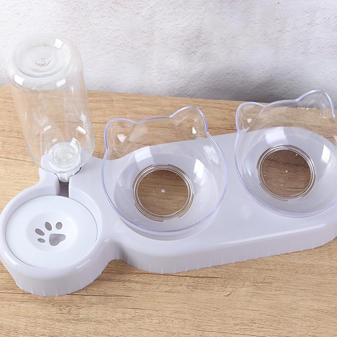 Cat Food Dispenser – Automatic Anti-Tip Feeding Bowl Set, 15 Degree Tilted Dog Feeder for Pets, Practical Feeding Solution for Puppies Kittens Dogs, Easy to Use Stable Design Function, Pet Category To